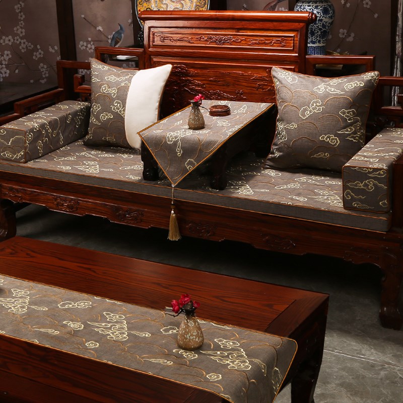 中式红木沙发坐垫定制实木海绵垫加硬G乳胶椰棕罗汉床垫防滑椅垫