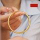 潮港福18K金素圈手镯 女纯银古法传承哑光手环黄金圆棍送礼百搭潮