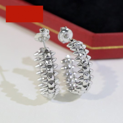 18K白金铆钉耳环子弹头玫瑰金潮