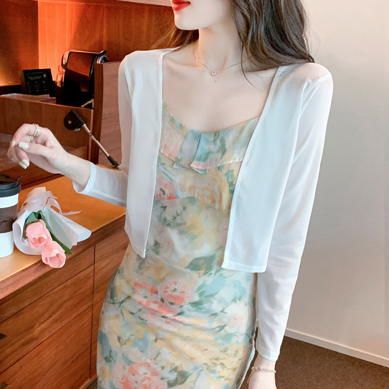 速发蕾丝披肩夏薄防搭开衫配吊带裙子外晒衣2022新款网纱季款小外
