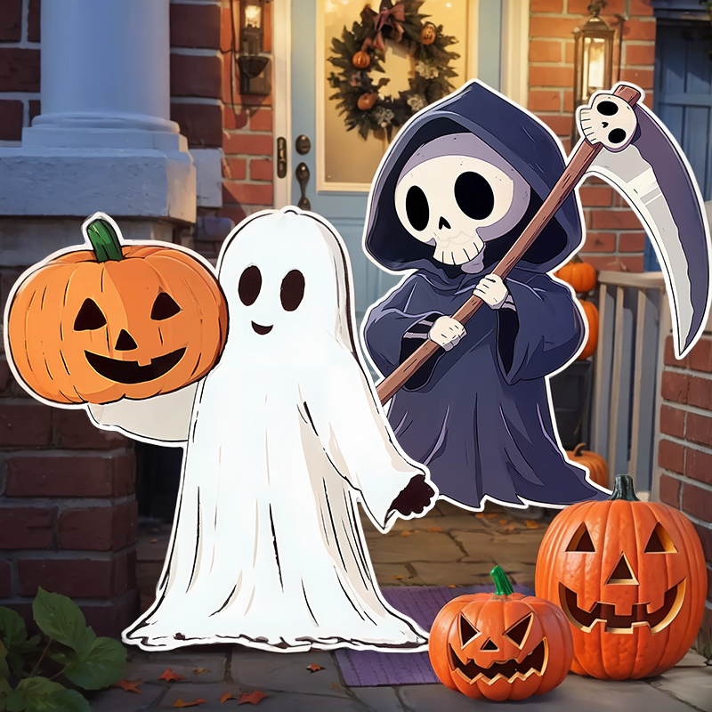 速发圣节装饰板装扮场门布置大南瓜幽灵主题室外景口拍照道具摆件