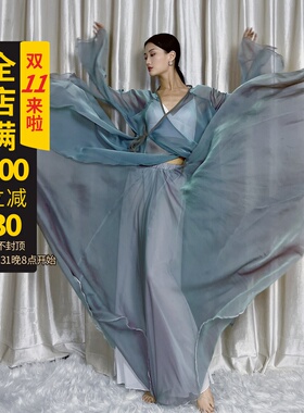 速发WYZ盖盖民族风大摆纱舞演表台裙幻彩只前世今生小青绿色裙衣