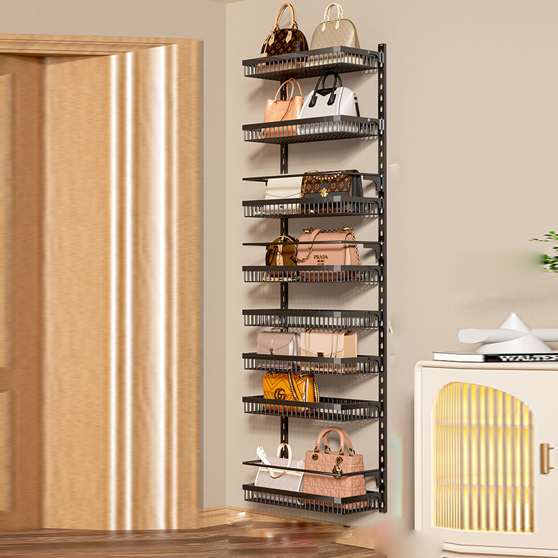 速发厨房墙架置物架橱柜卧室门后极窄打挂免壁孔夹缝收纳上调料品