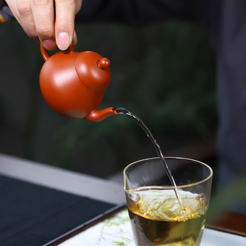 分销宜兴紫砂壶朱泥手工茶壶90mlH迷你梨形功夫茶具泡茶壶