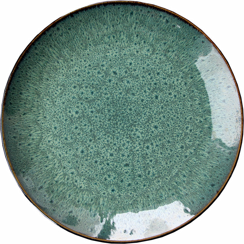 朗汀欧式绿色孔雀纹西餐餐具牛排盘意面盘陶瓷大R盘沙拉盘西餐摆