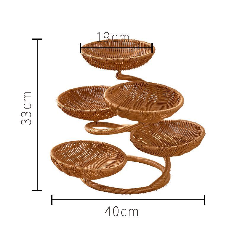 W366b迎客松创意造型中国风手工多层果篮点心糖果干果篮托盘