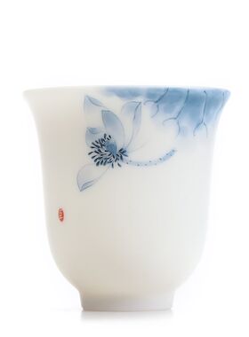 素烧猪油白德化白瓷釉下彩手绘青花瓷功I夫茶杯大号单杯品茗主人