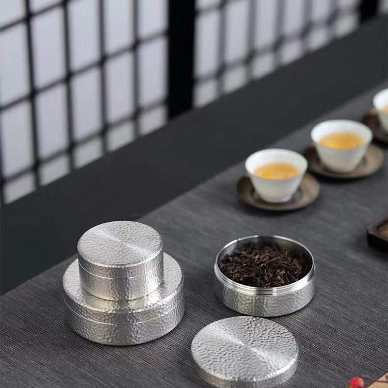 扁盒烟丝盒锡罐纯锡n茶叶罐随身带小号螺丝口便携密封小药盒香粉