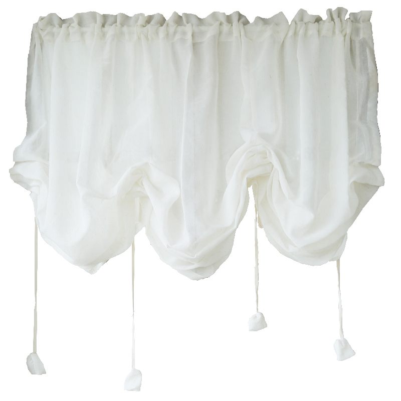 日式亚麻提拉帘弧形拱形门帘复古罗马帘魔术贴半帘系X带升降帘隔