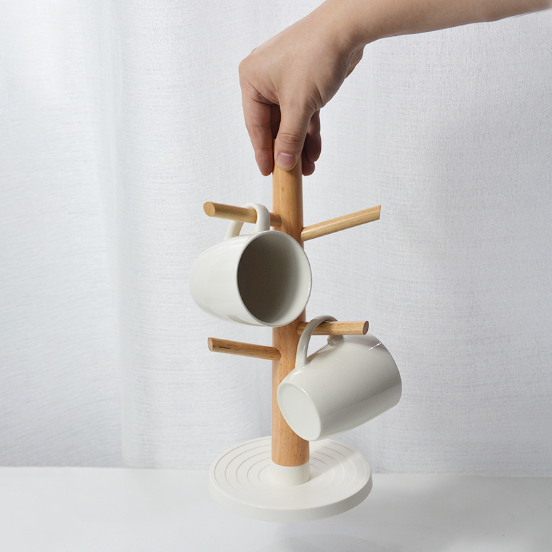 家用水杯收纳架实木杯架立式置物架沥水架咖啡杯玻璃W杯马克杯挂