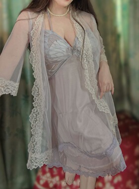 EC胖M性感露背加胸垫大码吊带睡裙外袍女家居服套装新品推荐