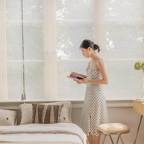 简约极简日夜蜂窝成品窗帘家居卧室小阳台书房升降帘遮光成品帘