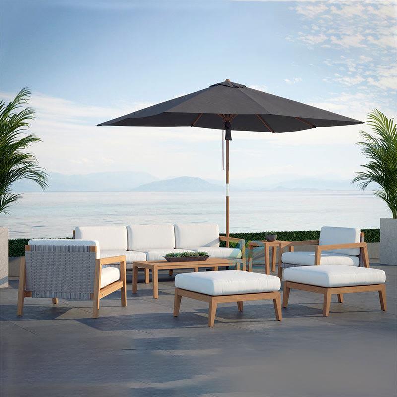 户外沙发庭院花园露天阳台室外防水防晒柚木沙发茶几组合休闲家具