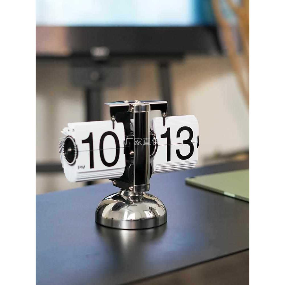 桌面翻页钟欧式翻页时钟翻牌数字座钟闹钟台钟台式摆件机械简约钟