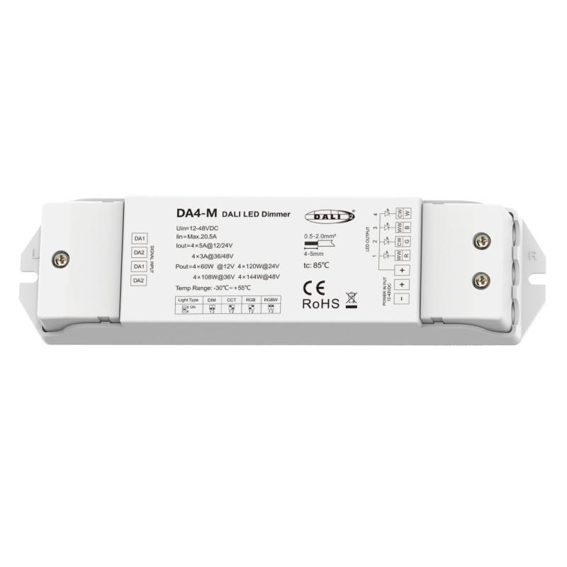 DALI4路恒压LED调光器单地址DT6调光DT8-TC⾊温DT8-RGBDT8-RGBW
