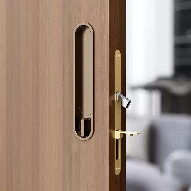 椭圆口袋门锁移门钩锁拉手卧室厨房推拉门幽灵门锁卫生间推拉门锁