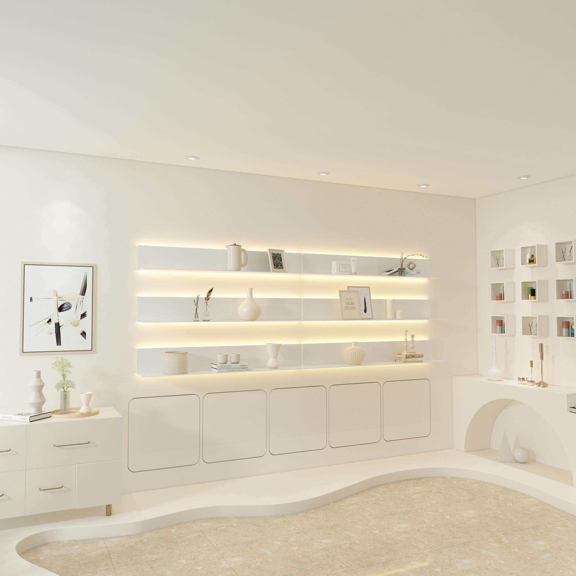 发光墙面金属一字隔板墙上置物架层板客厅创意简约现代铁艺壁挂架