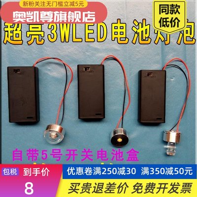 3VLED电池灯泡LED灯珠创意灯笼手工模型教学实纸灯小夜灯带开关