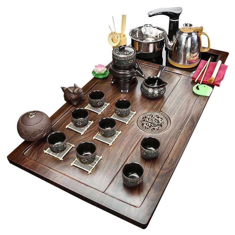 。功夫茶具套装家用全自动一体泡茶台烧水壶茶盘烧水X壶茶道茶桌,餐饮具,整套茶具,淘宝优惠券,粉丝福利购,淘宝优惠卷