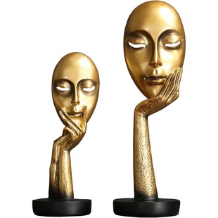 美式创意b面具思考者摆件个性轻奢家居酒柜电视柜书房店铺软装饰