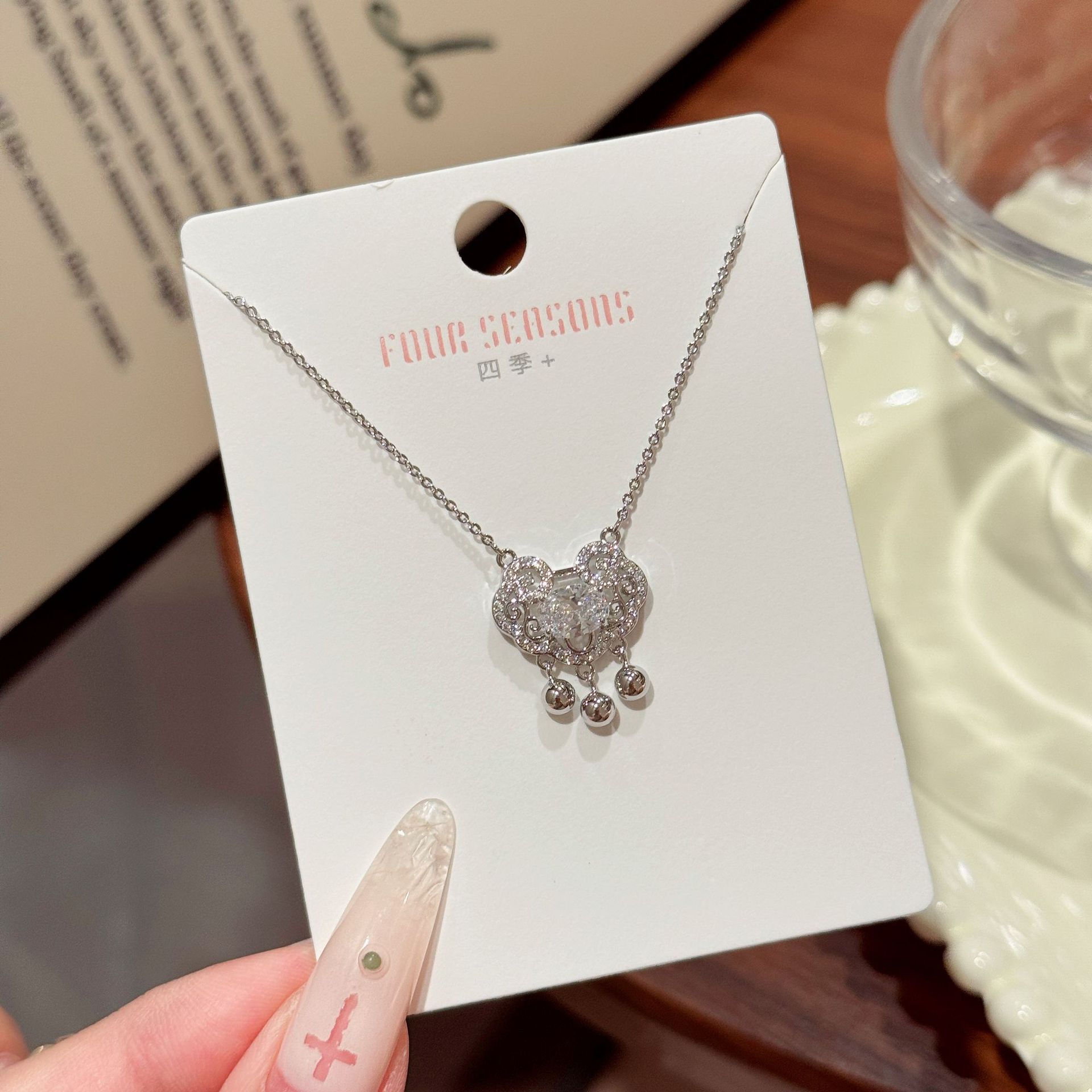 日本品质新款中国风项链平安锁复古文艺高级感首饰小众长命锁锁骨