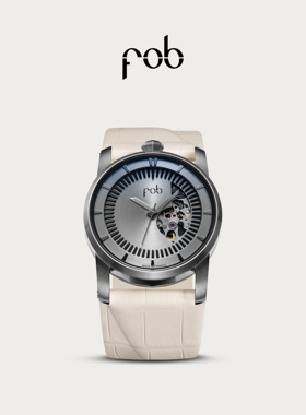 FOB手表法式时尚R413半露机芯机械腕表鳄鱼皮表带