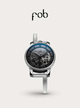 FOB手表女款R360新款法式奢华白银露机芯钢带腕表机械手表