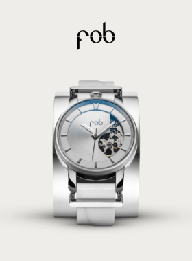 FOB手表新款R360露机芯机械表牛皮表带配钢环手镯表进口欧美腕表