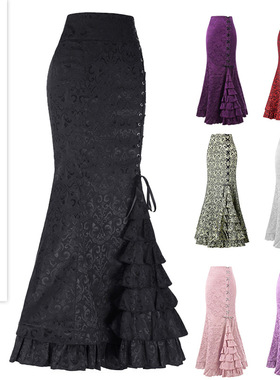 High waisted lace up fishtail skirt 高腰纯色系带包臀鱼尾裙女