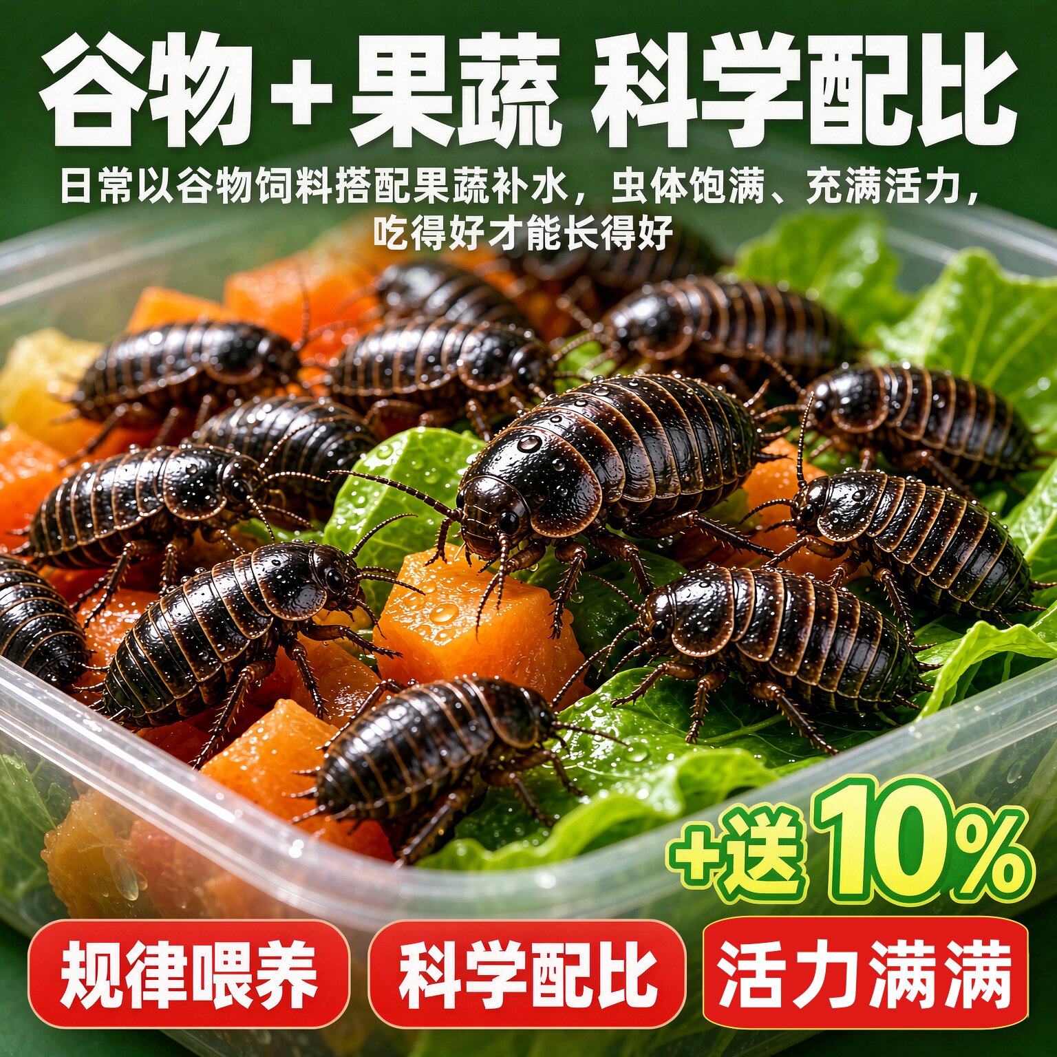 杜比亚蟑螂活体饲料爬宠鬃狮蜥蜴龙鱼角蛙鸟类营养饲料幼体繁殖组