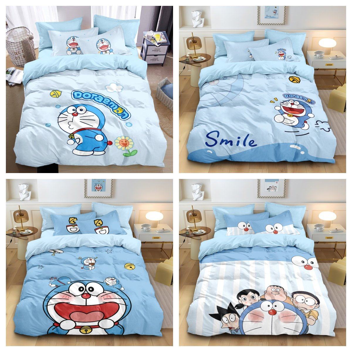 哆啦a梦床单被套纯棉四件套卡通可爱儿童房卧室学生宿舍3件套床笠
