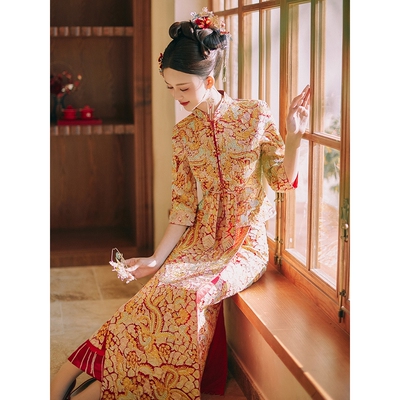 日本品质龙凤褂新娘2025年新款小个子中式嫁衣高端显瘦秀禾服婚纱