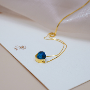 半入云小众轻奢高级感蓝虎眼石半圆项链复古气质锁骨链925银50860