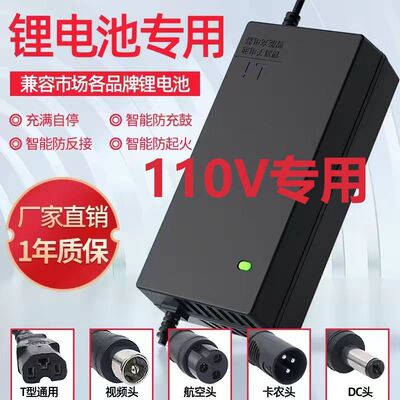 海外输入110V电动车锂电池充电器36V48v60V72伏3a54.6V58.8V5A10a