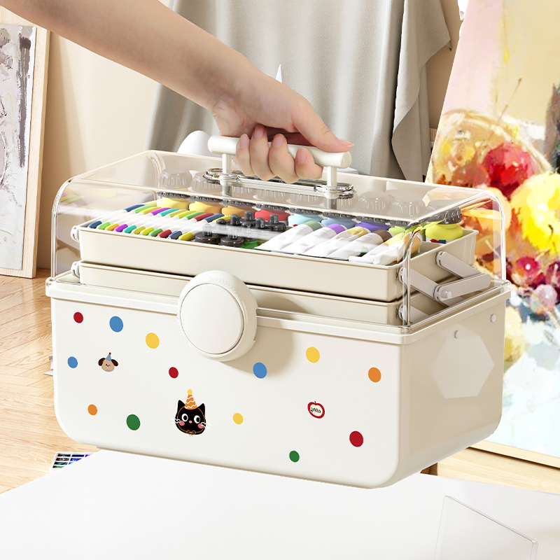 美术工具箱小学生儿童绘画专用整理箱13寸15寸16寸颜料画笔收纳盒