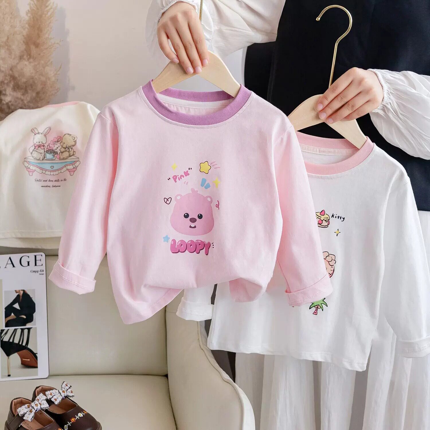 女童T恤打底衫2026新款春秋儿童纯棉秋装tshirt长袖卡通百搭上衣