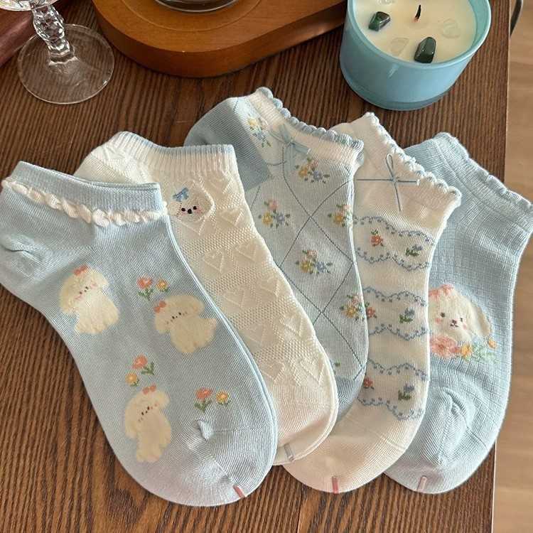 袜子女夏薄款低帮浅口花边短袜2026新款日系蝴蝶结可爱小狗无骨袜