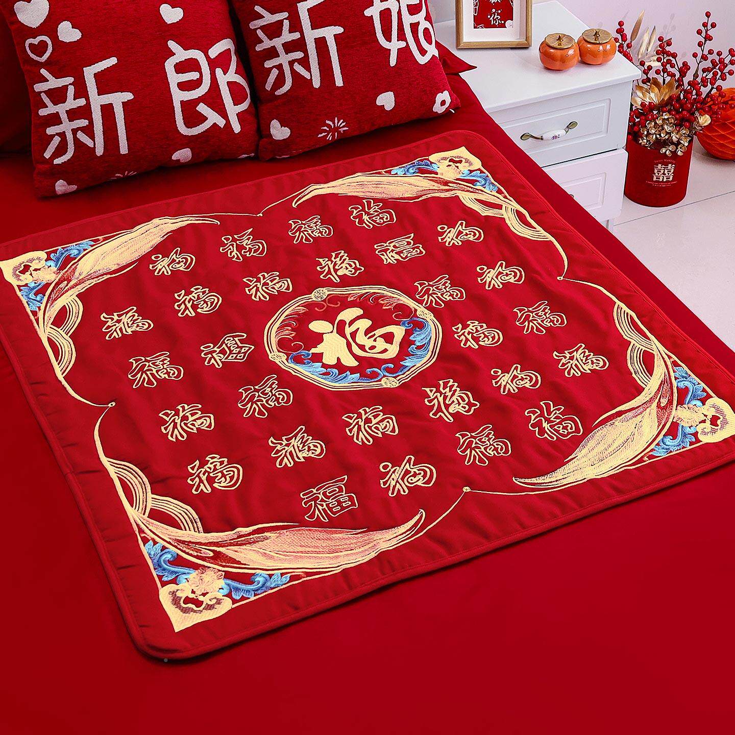 婚福垫坐福垫跪垫婚INA礼新床娘压娃娃结百福垫出福被喜垫女方嫁