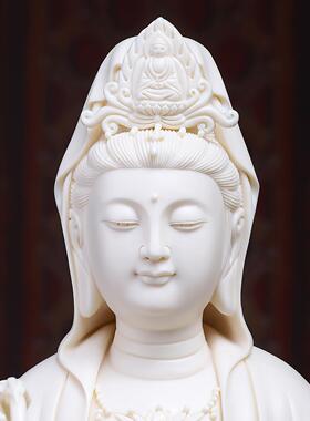 A02-123A 陶像瓷摆《立古莲观音 雅黄瓷》家用供萨奉佛观饰世音菩