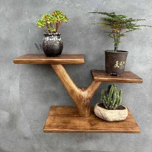 木墙实壁置物架多层隔板字胡桃色木板墙壁架一隔书板花架创123艺