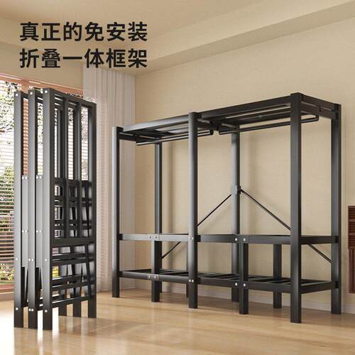 简易布衣卧柜用室新款爆款加房厚加粗全钢架一031-NQ体式免安装出
