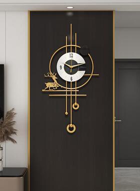 2024新款现奢代2268级简约静音钟表客厅格栅装饰挂木钟轻高感时钟