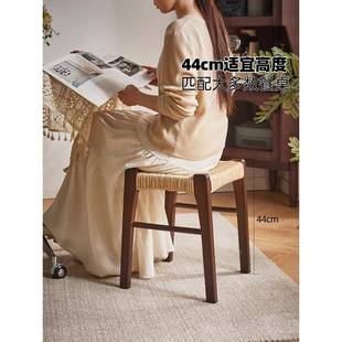 凳实木编绳餐桌子家JY AD050板用小型客厅编方绳中估凳小凳化妆凳