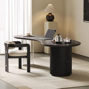 二大爷实木形ZLG茶桌办家公桌一体异两意式极简用泡茶台轻用奢高