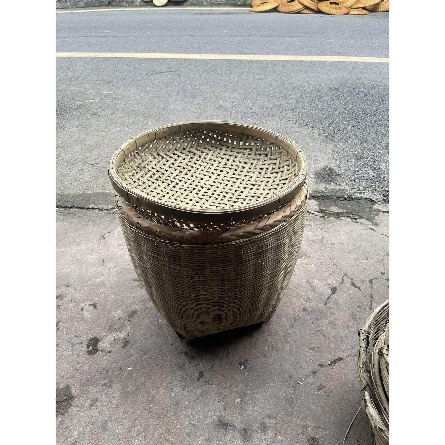 竹编大号篼箩筐号箩淘米OGU筐粮食箩筐结喜婚事箩筐超市小摆设竹