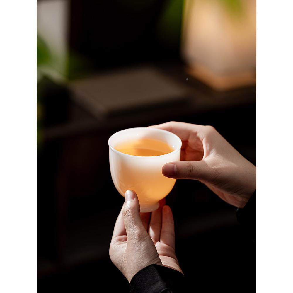 冰种羊脂KEM玉瓷用主人杯高档品杯个人专白瓷单杯瓷茶陶杯功茗夫