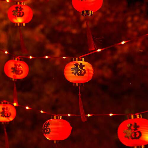 太ZSZ阳挂能新年小红灯笼饰小饰彩灯串节过年春庭院户外防水喜庆