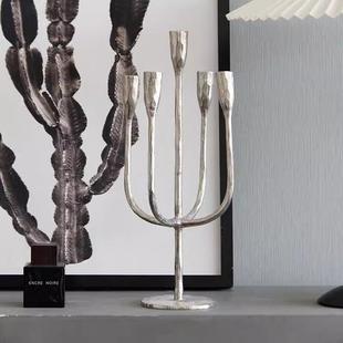 金属烛新台三头五头金台创意CPP摆件中合式铝制复古烛怀旧餐桌装