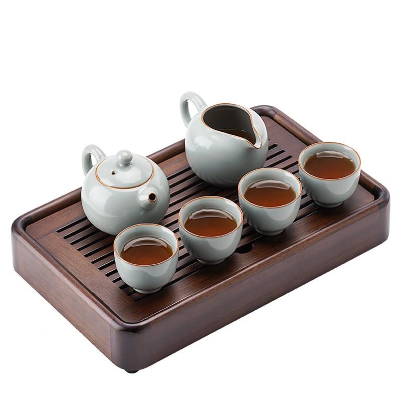 奢汝窑夫茶具组套家用泡茶景德镇陶瓷一壶四汝窑茶具杯功茶壶轻茶