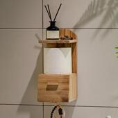 掬涵实木壁挂式 简约创意架木质筒卷IED卫 纸巾盒卫生置纸物新中式